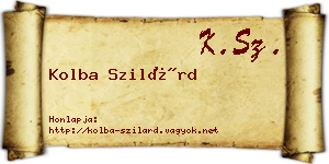 Kolba Szilárd névjegykártya